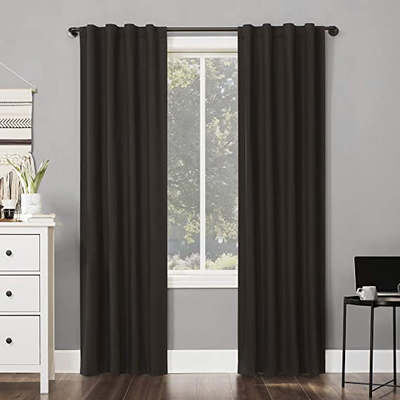 Sun Zero Cyrus Thermal 100% Blackout Back Tab Curtain Panel, 40" x 84", Cocoa Brown