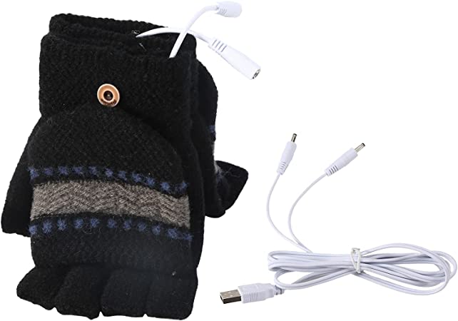 Rehomy USB Heated Gloves Mitten for Women Men, Winter Warm Full & Half Finger Laptop Gloves for Indoor or Outdoor