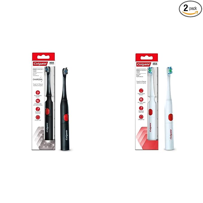 Colgate PROCLINICAL 150 Sonic Charcoal Battery Powered Toothbrush - 1 Pc & Colgate PROCLINICAL 150 Sonic Battery Powered Toothbrush - 1 Pc