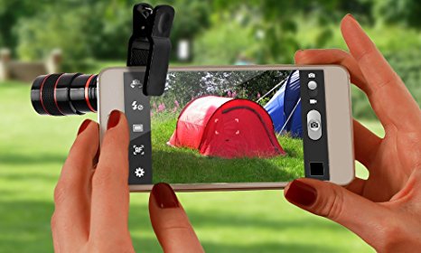 Universal 8X Zoom Detachable Clip-on Telescope Lens with Accessories for iPhone Samsung HTC LG Camer