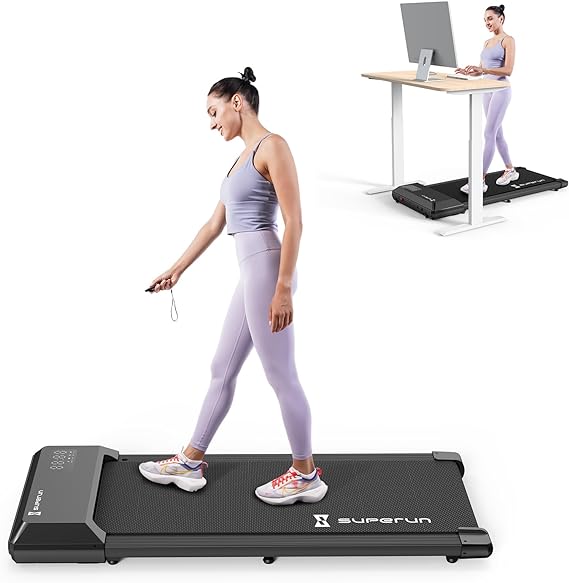 Superun Walking Pad, 2.5 HP Under Desk Treadmill, 2 in 1 Portable Treadmill for Home Office, 265 lbs Capacity, Remote Control, LED Display, Quiet