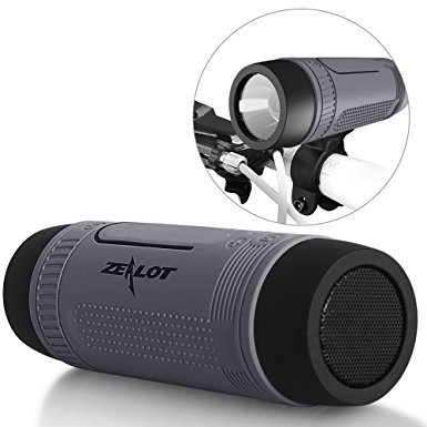 Zealot S1 Bluetooth Bicycle Speaker Outdoor Portable Speakers 4000mAh Power Bank Waterproof Speakers with Bike Mount Cycling Accessories (Gray)