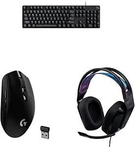 Logitech G413 SE Full-Size Mechanical Gaming Keyboard   G305 Lightspeed Wireless Gaming Mouse   G335 Wired Gaming Headset Bundle - Black