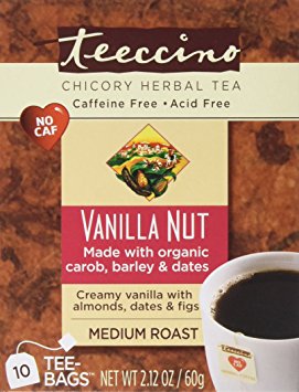 Teeccino Vanilla Nut 75% Organic Herbal Coffee Medium Roast Caffeine Free
