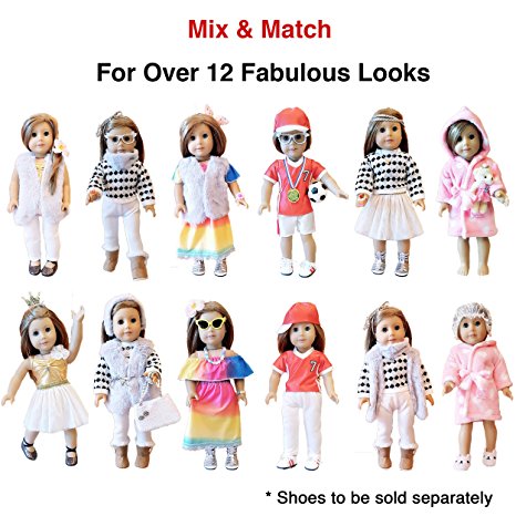 35 Piece American Girl Doll Accessories - 18 inch Doll Clothes Accessories Set Fits American Girl, Our Generation, Journey Girls by by WEARDOLL