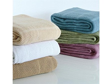 100% Cotton Thermal Blanket, WHITE