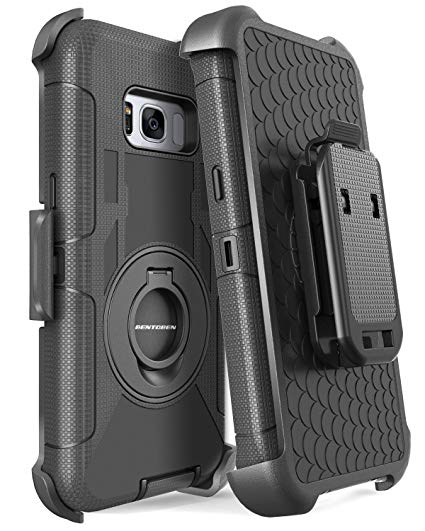 Galaxy S8 Case, Samsung Galaxy S8 Case, BENTOBEN Shockproof Heavy Duty Kickstand Belt Clip Rugged Bumper Hybrid Holster Full Body Protective Case for Samsung Galaxy S8 (5.8 inch), Black