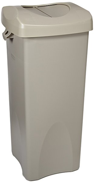 Rubbermaid Commercial FG792020BEIG 23-Gallon Untouchable Trash Can with Swing Lid Combo, Rectangular, Beige