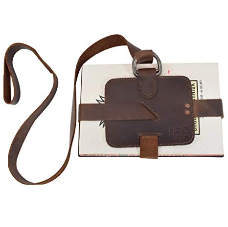 Rustic Leather Adjustable Book Strap Carrier/Reader Essentials Gift Handmade by Hide & Drink :: Bourbon Brown