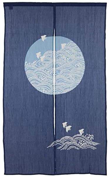 Made in Japan Noren Curtain Tapestry Plovers with Waves