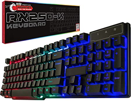 Gaming keyboard RGB USB wired Rainbow Keyboard designed for PC gamers, PS4, PS5, laptop, XBOX, Nintendo switch, laptop Orzly - RX-250 Hornet edition