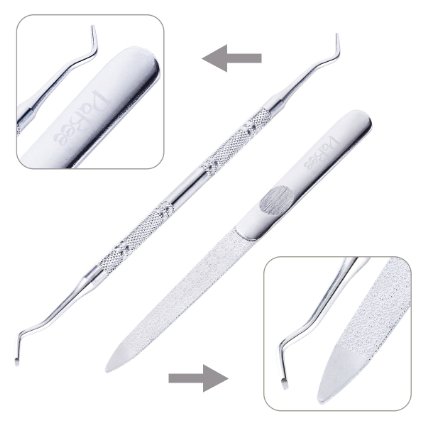 Ingrown Toenail Lifter & 2 sided manicure nail file cleaner Sturdy & Durable 100% Surgical Stainless Steel