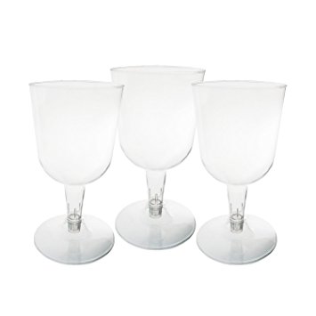 Party Essentials Hard Plastic Two Piece 5.5-Ounce Wine Glasses, Clear, Pack of 50