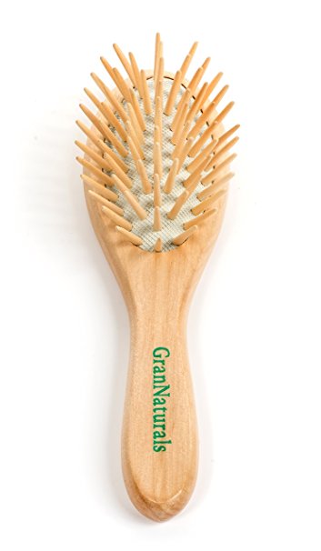 Small, Travel Hair Brush - Wooden Bristle Detangler Hairbrush For Detangling Women, Men & Kids Wet or Dry Hair - Natural Wood Handle & Bristles - Portable Size and Fits in Pocket or Purse