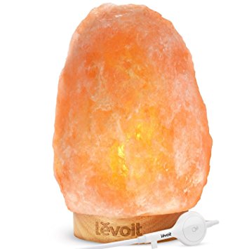 Levoit Athena Himalayan Salt Lamp Hand Carved Natural Himilian Hymalain Pink Salt Rock Lamps(11-15 lbs), Premium Quality Wood Base, Touch Brightness Dimmable Control, 3 Bulbs,UL Cord & Luxury Gift Box