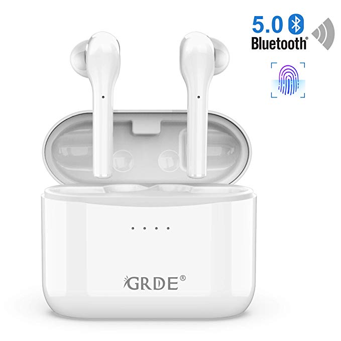 Bluetooth Headphones 5.0 Wireless Earphones Touch Control Wireless Headphone with Charging Case, Hi-Fi Stereo Sound/ CVC 8.0 Noise Reduction/ HD Mic/Sweatproof/ 40hrs Play Time/ Auto Pairing