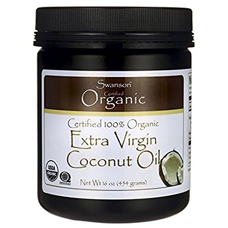Swanson Certified 100% Organic Extra Virgin Coconut Oil 16 oz (1 lb) (454 g) Solid Oil