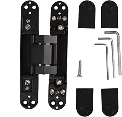 Ranbo 6 x 2.5 x 1 inch Zinc Alloy/Aluminum Alloy Material Heavy Duty Invisible/Concealed/Hidden 3 Way Adjustable Butt Hinge Suitable for Commercial Residential Industrial Door (6 inch Black)