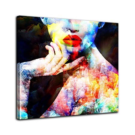 AMEMNY Sexy Art Woman Nude Bedroom Decoration Wall Art Canvas Painting Abstract Colorful Fashion Posters and Prints Painting Decor Living Room Background Painting Framed Ready to Hang