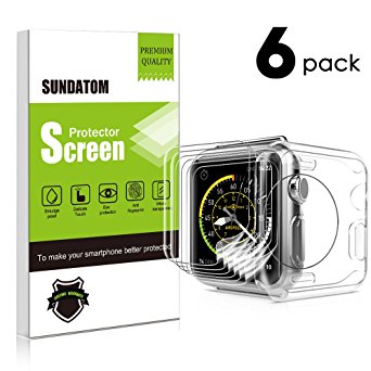 Apple Watch Screen Protector, 42MM [6-PACK] SUNDATOM Full Coverage Screen Protector for Apple Iwatch Anti-Scratch Anti-Bubble Film Premium HD Invisible Shield Fit for (Series 1 / Series 2 / Series 3)