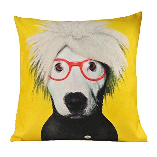 NAVA Yellow Funky Dog Pop Art Artist Decorative Pillowcase Cushion Cover