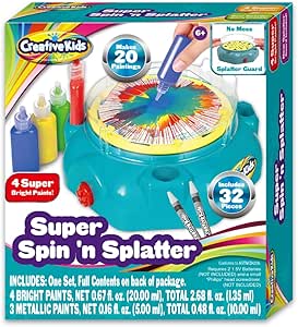 Creative Kids Super Spin 'n Splatter Art Machine Artas and Crafts for Boys and Girls Ages - Painting Spinner Toys for Kids - Gift Ideas 6 7 8 9 Ages