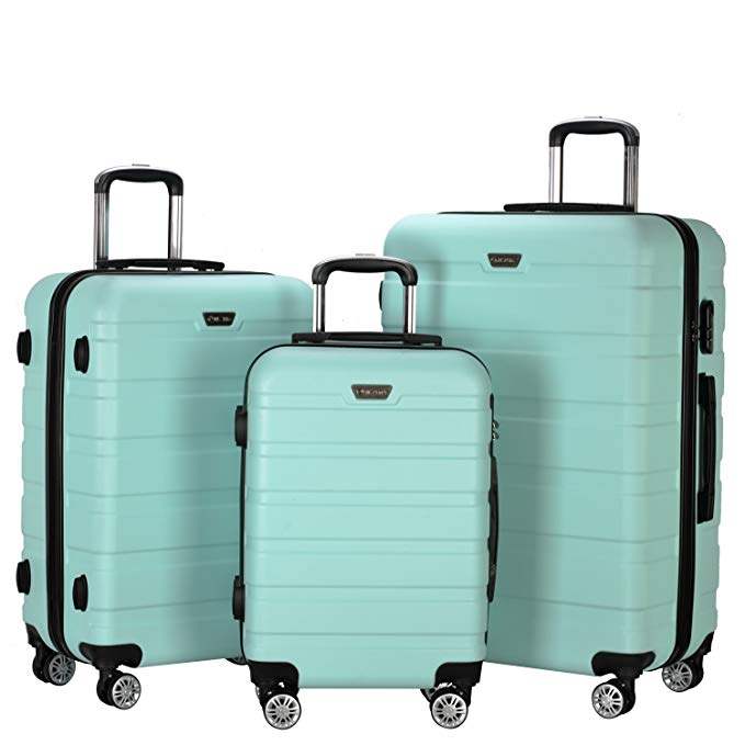 Resena 3 Piece Carry On Spinner Wheels Luggage Sets Travel Suitcases