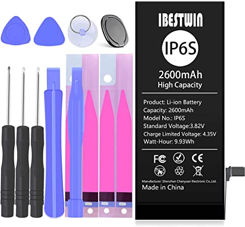Battery for iPhone 6s, 2600mAh High Capacity Battery Replacement Kit for iPhone 6s A1633, A1688 and A1700 with Full Remove Tool Kit and Instruction (Only for iPhone 6s)