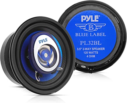 Pyle 2-Way Universal Car Stereo Speakers - 120W 3.5 Inch Coaxial Loud Pro Audio Car Speaker Universal OEM Quick Replacement Component Speaker Vehicle Door/Side Panel Mount Compatible PL32BL (Pair)