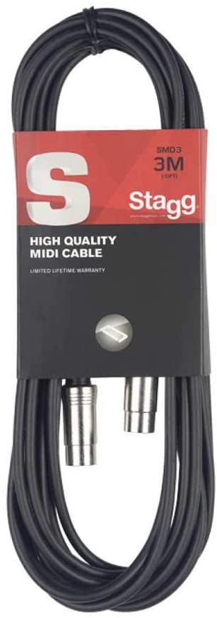 Stagg 10ft. MIDI Cable - Male DIN Plug /Male DIN Plug - Metal, 3m