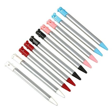 Everydaysource Compatible With NINTENDO 3DS Retractable Stylus , Metal[10pc-Wht/Bk/Red/Pk/Blue]