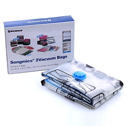 SONGMICS 2 Pack Jumbo Space Saver Bags Vacuum Seal Storage Bags Largest Size 35 3/8" x 47 1/4" ULVB02A