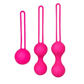 Intimate Kegel Exercise Weighted Bladder Control & Pelvic Floor Exercises - Set of 3 Premium Silicone Sphere Tighten & Tense Training Jiggle Balls for Women: Beginners & Advanced(Rosy)