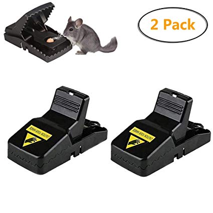 BOMPOW Mouse Traps Reusable Snap Mice Traps That Work Rodent Killer Easy to Bait, 2 Pack