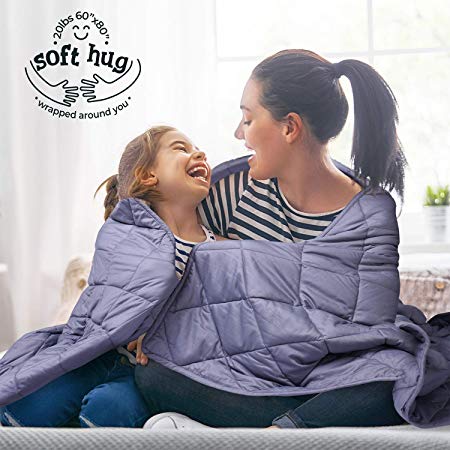 MOOKA Weighted Blanket 20lbs (60" x 80", Queen Size) for All Seasons, Cooling Weighted Blanket for Adults, Kids, Individual 160-280 lbs, 100% Cotton Material with Glass Beads, Gift for Your Loved