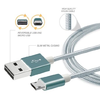 Reversible Micro USB Cable BasAcc 3FT Reversible High-speed USB 20 A Male to Micro B Sync and Charge Cable for Android Samsung HTC LG Sony Nokia Nexus Asus and More Devices GraySilver