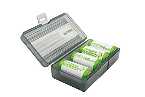 1X Ppower Grey Battery Box, Storage Box, for 4X cr123, RCR123A, RCR123 Batteries, Battery case (Batteries are not Included) P-Power