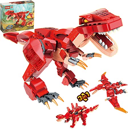 STEM 3 in1 Dinosaurs Building Kits 287PCS, Toys for Kids Age 6-10 Year Old, Educational Building Sets Best Gifts for Boy 6-10