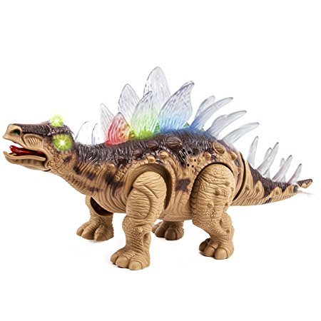 Toysery Walking Dinosaur with Flashing And Sounds Dinosaur Toys For Kids, Battery Operated Stegosaurus, Colors may vary