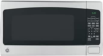 GE Countertop Microwave Oven, 1,200-watt Capacity, 2.0 Cubic Ft., 8 Auto Setting Cooking Settings, Child-Lock Technology, Kitchen Essentials for the Countertop, Dorm Room or Apartment, Satinless Steel