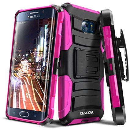 Evocel® Galaxy S7 Edge Case [Generation Series] Rugged Holster [Kickstand & Belt Swivel Clip]   HD Screen Protector For Galaxy S7 Edge (SM-G935 / 2016 Release) , Pink (EVO-SAMG935-AB205)