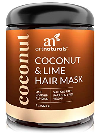 ArtNaturals Coconut and Lime Hair Mask – (8 Fl Oz / 236ml) – Replenishing Hydration – Deep Conditioner For All Hair Types – Sulfate-Free and Vegan – Coconut Oil, Lime, Aloe Vera and Rosehip