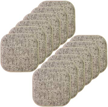 Sweet Home Collection Chair Cushion Memory Foam Pads Honeycomb Pattern Slip Non Skid Rubber Back Rounded Square 16" x 16" Seat Cover, 12 Pack, Broadway Chocolate/Cream