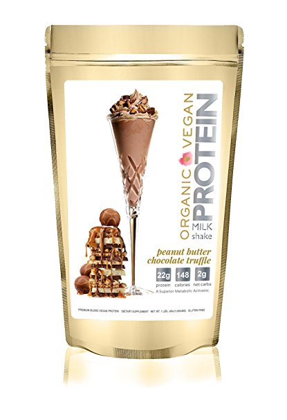 Protein Milkshake Organic Vegan Peanut Butter Chocolate Truffle Protein Powder - 1 lb