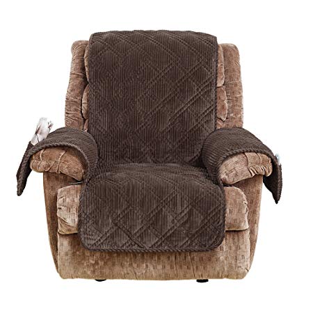 SureFit Wide Whale Recliner, Furniture Cover, Chocolate