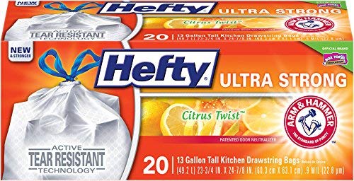 Hefty Ultra Strong Tall Kitchen Drawstring Trash Bag, Citrus Twist, 20 Count (Pack of 1)