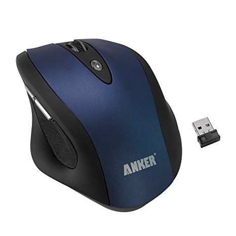 Anker® C200 Full-Size Ergonomic Wireless Mouse with 6 Buttons, 3 DPI Adjustment Levels and 2000 DPI (Blue)