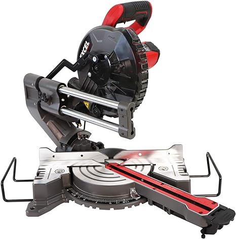 Excel 216mm Compound Mitre Saw with Laser - 1500W/240V - Variable Speed 5000RPM - Bevel and Sliding Cut - Dust Bag - Extension Bar, Electric Mitre Saw, 8.5" Sliding Mitre Saw