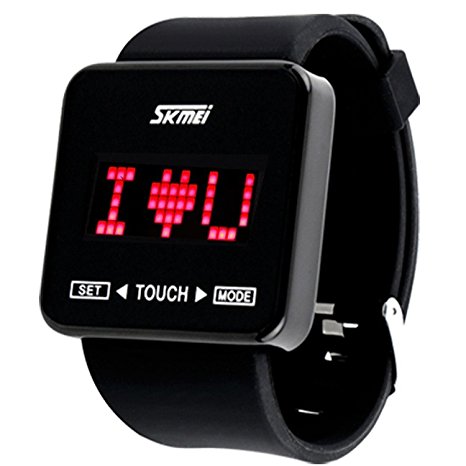 R-timer SKMEI Touch Screen Digital LED Waterproof Boys Girls Sport Casual Wrist Watches Black