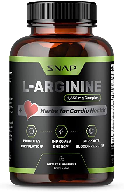 Extra Strength L Arginine Nitric Oxide Supplement 1655mg for Instant Energy, Heart Health, Muscle Vascularity - Powerful NO Booster with L Citrulline & Amino Acids - 60 Capsules